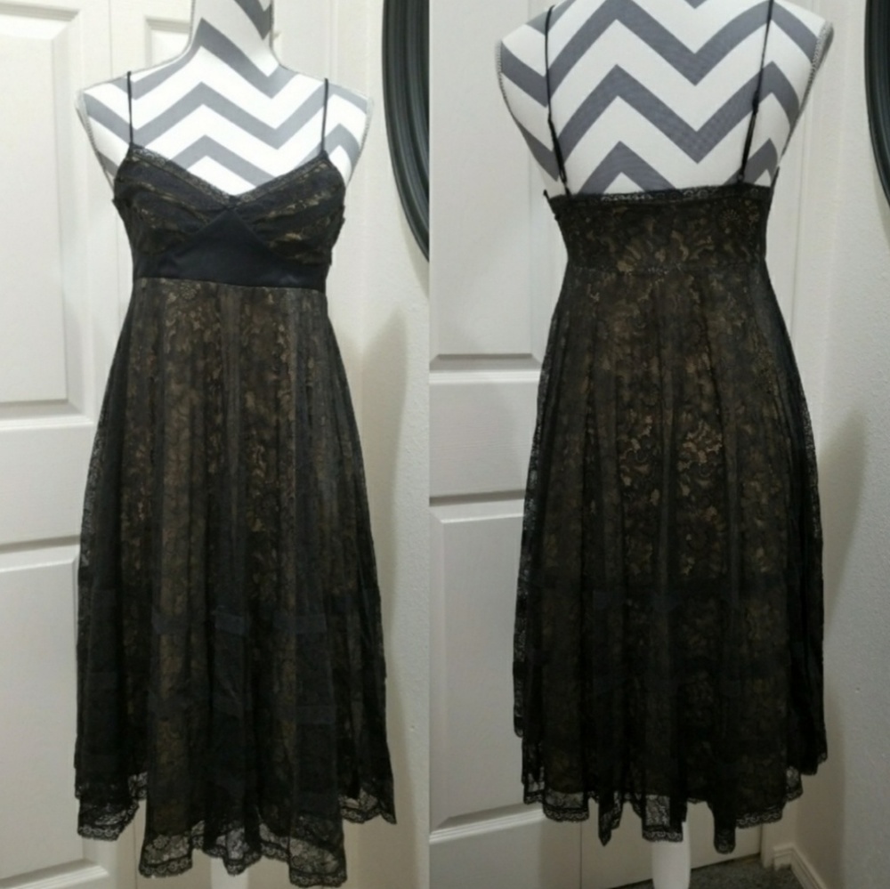 EUC * Betsey Johnson Black Lace Floral Dress